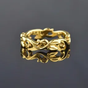 Classic Solid 18K Gold Ivy Leaf Eternity Band Ring