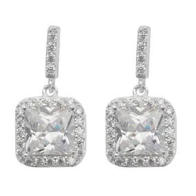 Classic Square CZ Drop Earrings