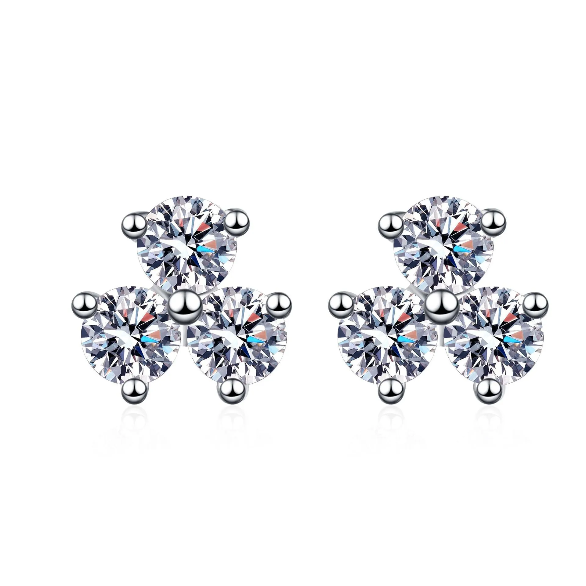 Clover Petal Moissanite Earrings Women Sterling Silver