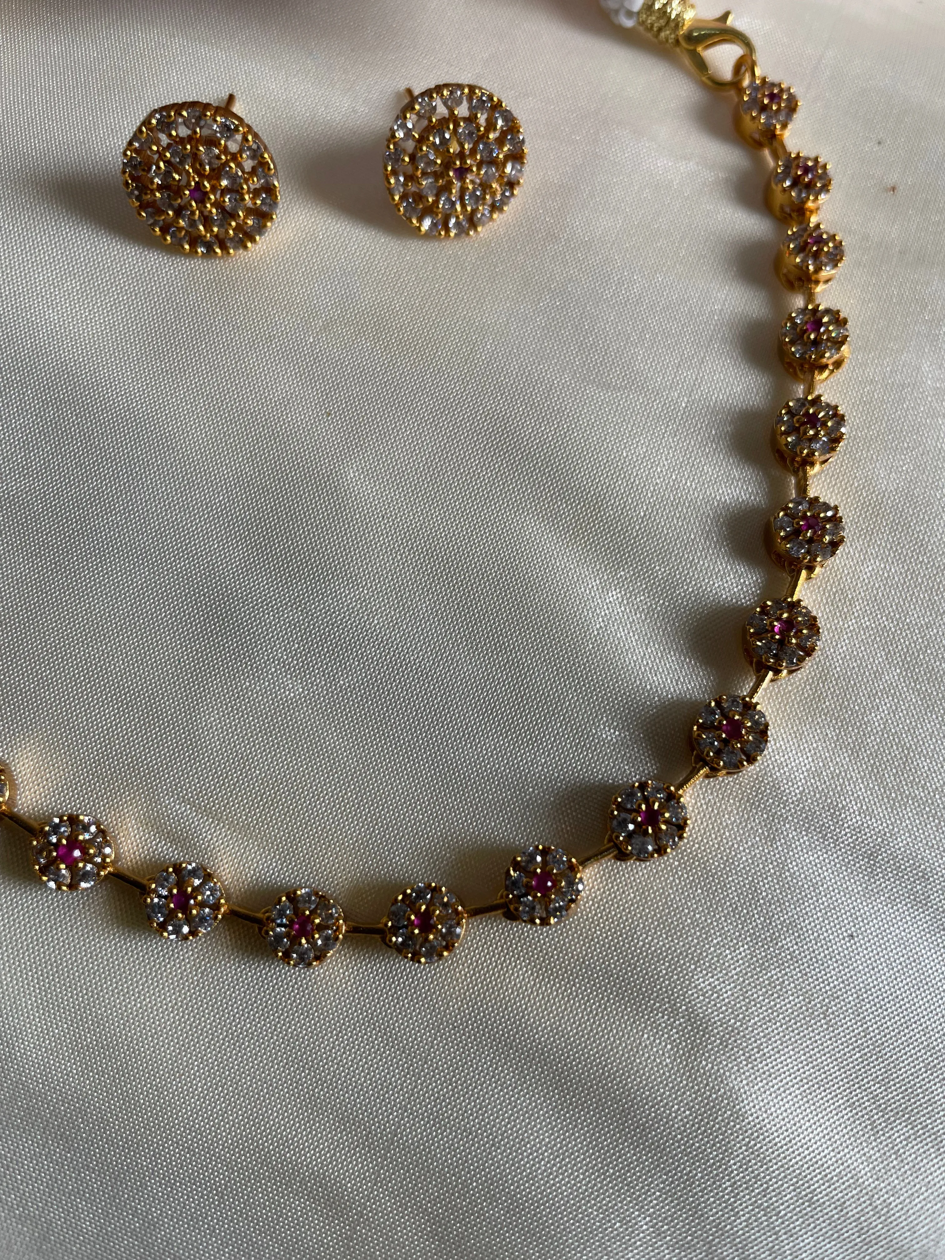 Collar multi stone Golden AD necklace