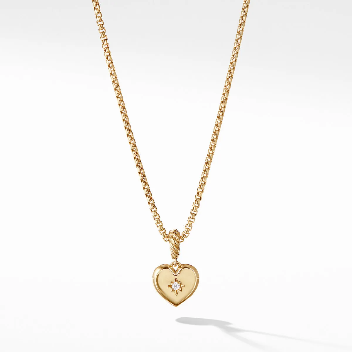 Compass Heart Pendant in 18K Yellow Gold with Diamonds