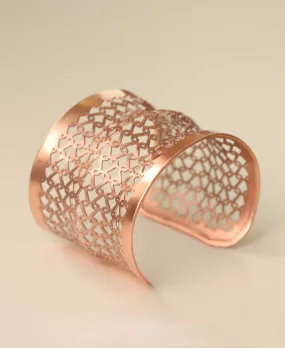 Copper Geometric Lattice Wide Cuff Bracelet