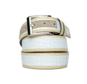 Corrente Exotic Printed Calfskin Belt White