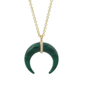 Crescent Horn Gemstone Pendant Necklace