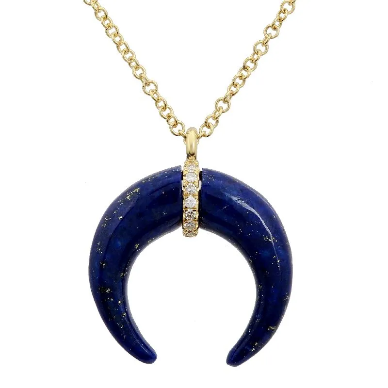 Crescent Horn Gemstone Pendant Necklace