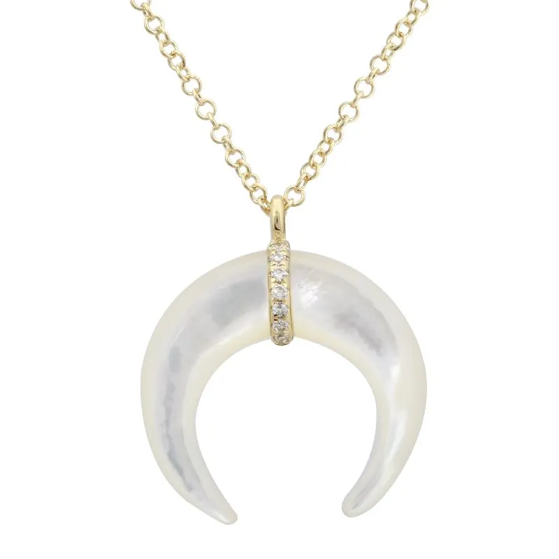 Crescent Horn Gemstone Pendant Necklace