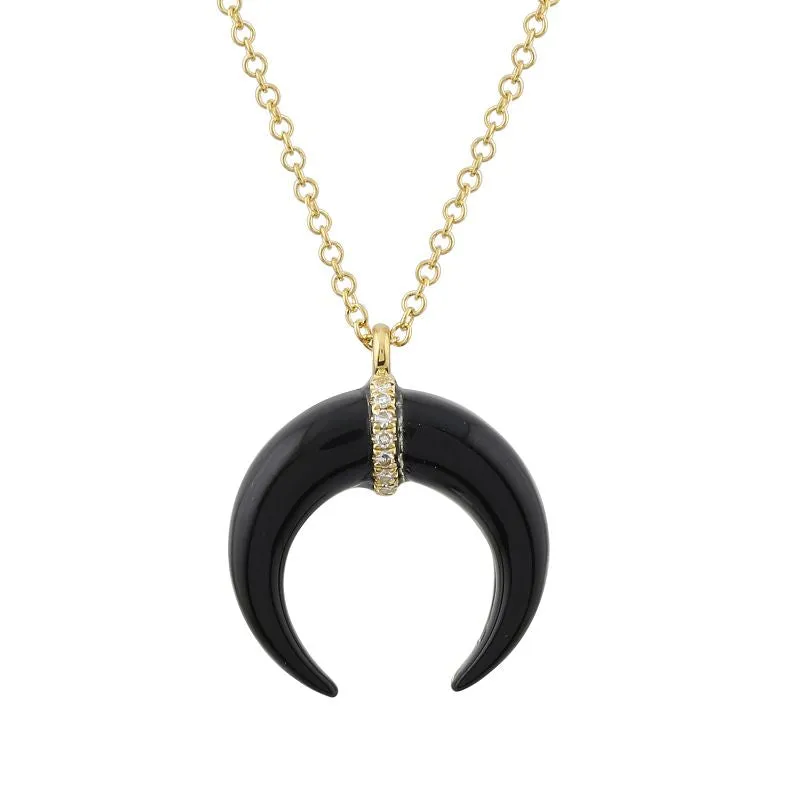 Crescent Horn Gemstone Pendant Necklace