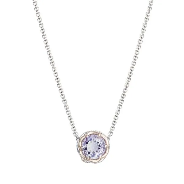 Crescent Station Necklace featuring Rose Amethyst