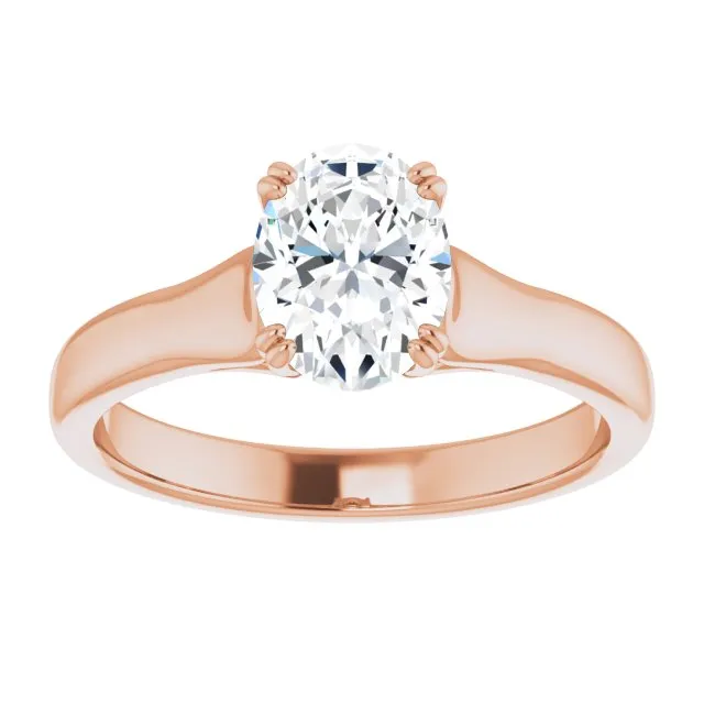 Cubic Zirconia Engagement Ring- The Alissa (Customizable Oval Cut Solitaire with Under-trellis Design)