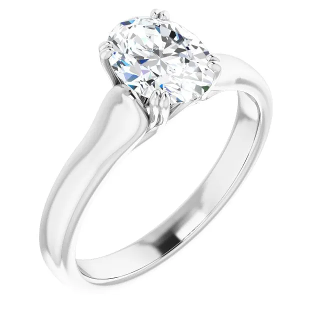 Cubic Zirconia Engagement Ring- The Alissa (Customizable Oval Cut Solitaire with Under-trellis Design)