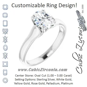 Cubic Zirconia Engagement Ring- The Alissa (Customizable Oval Cut Solitaire with Under-trellis Design)