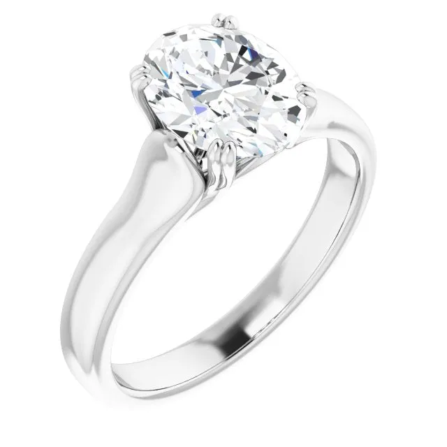 Cubic Zirconia Engagement Ring- The Alissa (Customizable Oval Cut Solitaire with Under-trellis Design)