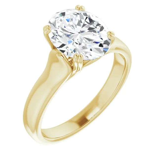 Cubic Zirconia Engagement Ring- The Alissa (Customizable Oval Cut Solitaire with Under-trellis Design)