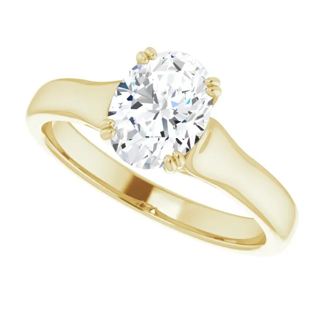 Cubic Zirconia Engagement Ring- The Alissa (Customizable Oval Cut Solitaire with Under-trellis Design)