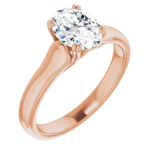 Cubic Zirconia Engagement Ring- The Alissa (Customizable Oval Cut Solitaire with Under-trellis Design)