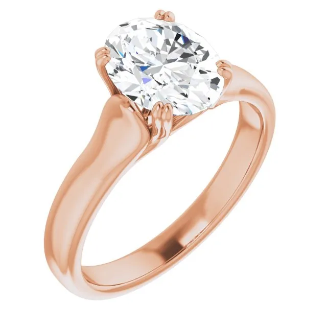 Cubic Zirconia Engagement Ring- The Alissa (Customizable Oval Cut Solitaire with Under-trellis Design)