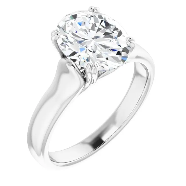 Cubic Zirconia Engagement Ring- The Alissa (Customizable Oval Cut Solitaire with Under-trellis Design)