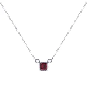 Cushion Cut Ruby & Diamond Pendant Necklace in 14K White Gold - Exquisite July Birthstone Jewelry