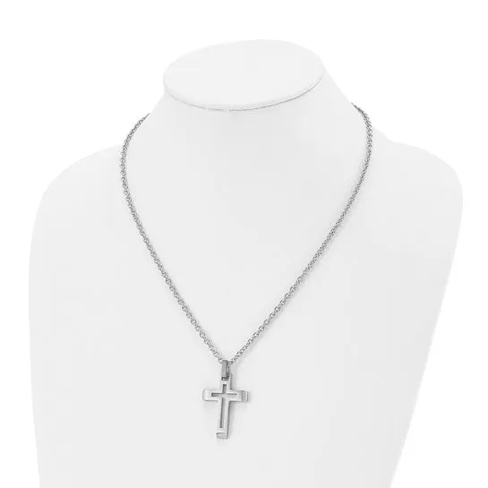 Cut Out Cross Necklace | Stainless Steel Chain