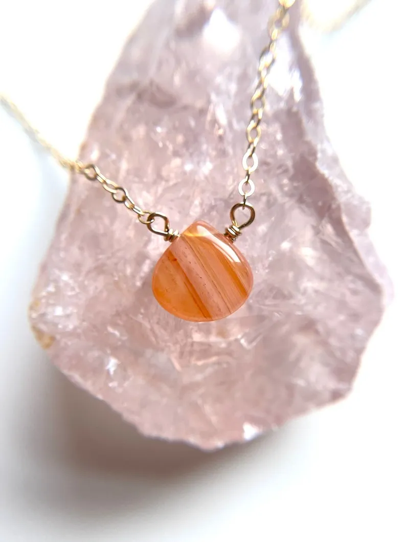 Dainty Carnelian Gemstone Necklace - Sacral Chakra Pendant Necklace - Orange Stone Necklace - Healing Necklace - Gift For Women