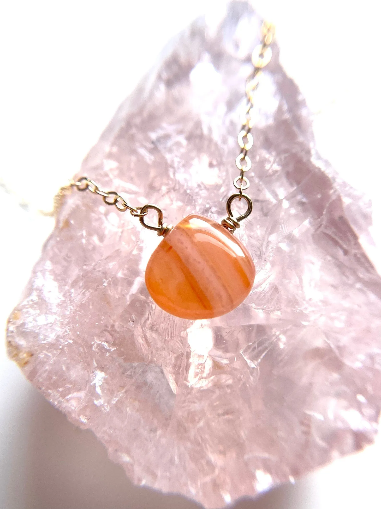 Dainty Carnelian Gemstone Necklace - Sacral Chakra Pendant Necklace - Orange Stone Necklace - Healing Necklace - Gift For Women