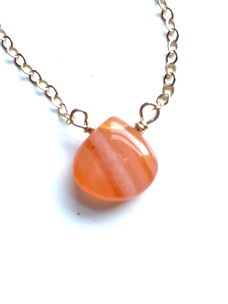 Dainty Carnelian Gemstone Necklace - Sacral Chakra Pendant Necklace - Orange Stone Necklace - Healing Necklace - Gift For Women