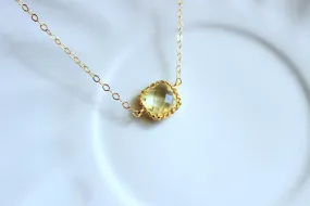 Dainty Citrine Yellow Necklace Gold Filled Chain - Yellow Bridesmaid Necklace - Citrine Charm Wedding Jewelry - Christmas Gift under 25