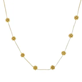 Dainty Golden Bead Flower Necklace