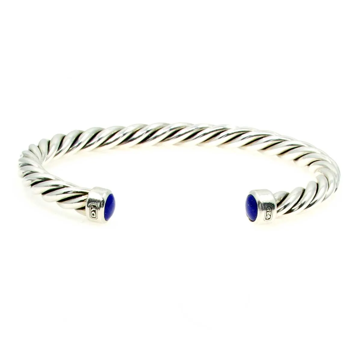 David Yurman Cable Cuff Bracelet in Sterling Silver with Lapis Lazuli