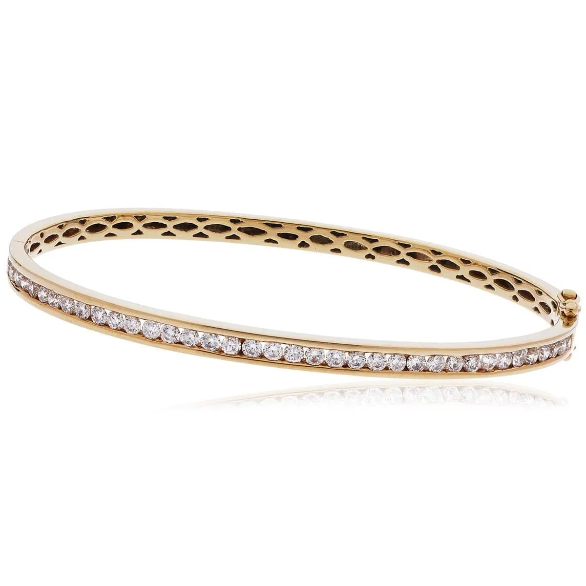 DIAMOND CHANNEL HALF SETTING BANGLE IN 18K ROSE GOLD