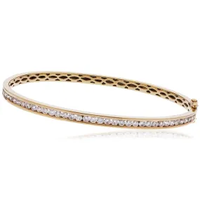 DIAMOND CHANNEL HALF SETTING BANGLE IN 18K ROSE GOLD