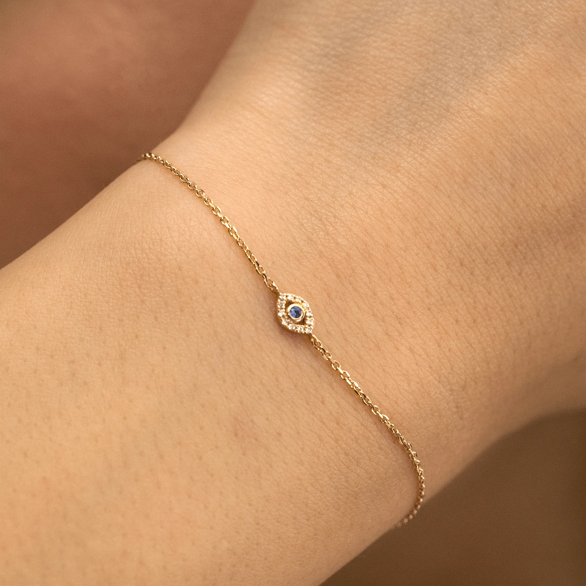 Diamond Sapphire Evil Eye Cutout Bracelet, Lucille