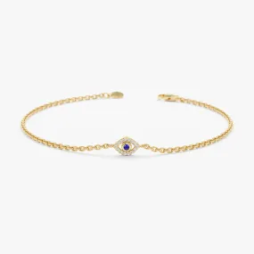 Diamond Sapphire Evil Eye Cutout Bracelet, Lucille