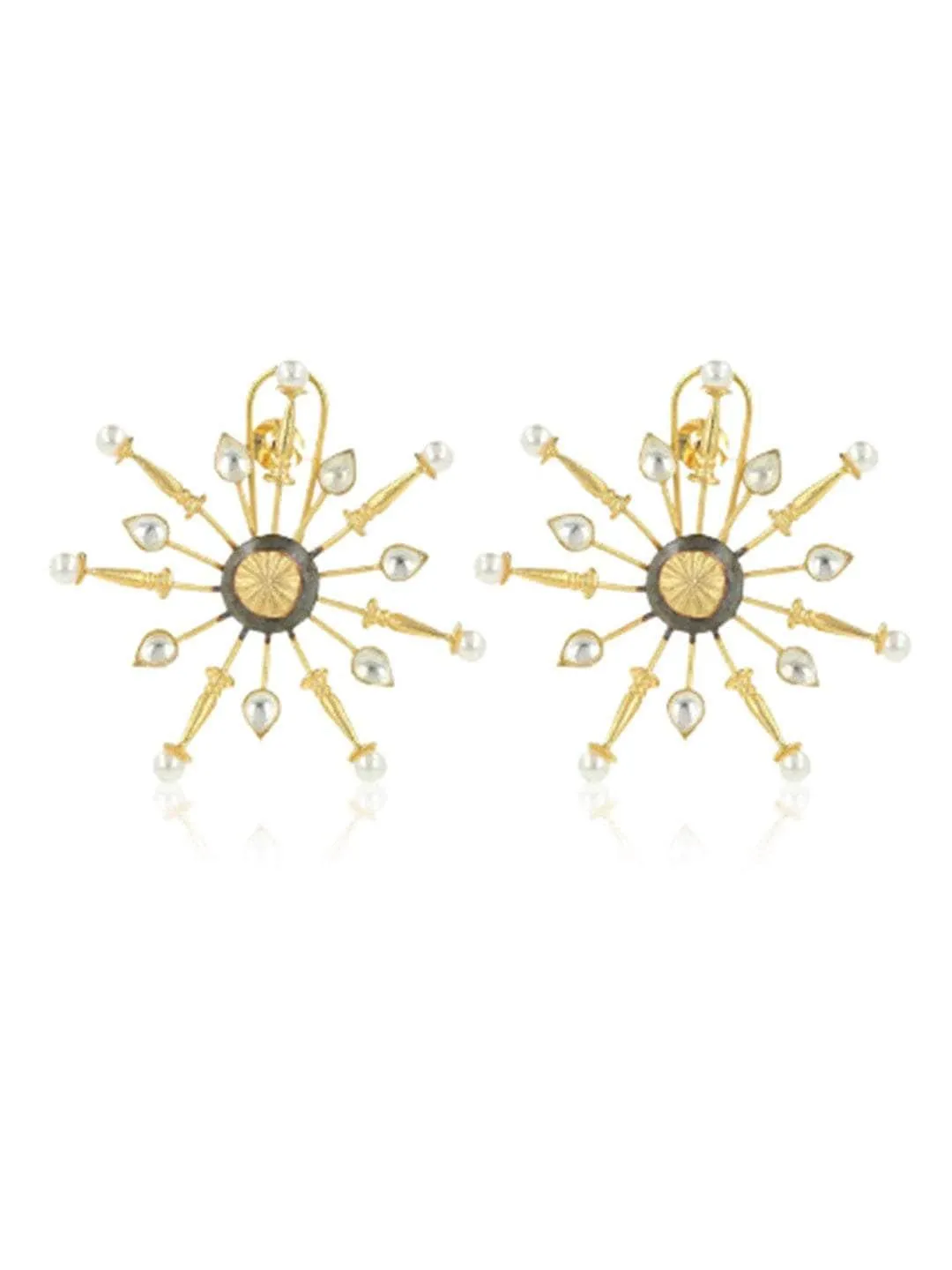 Diamond Sunburst Two Tonned Stud Earring