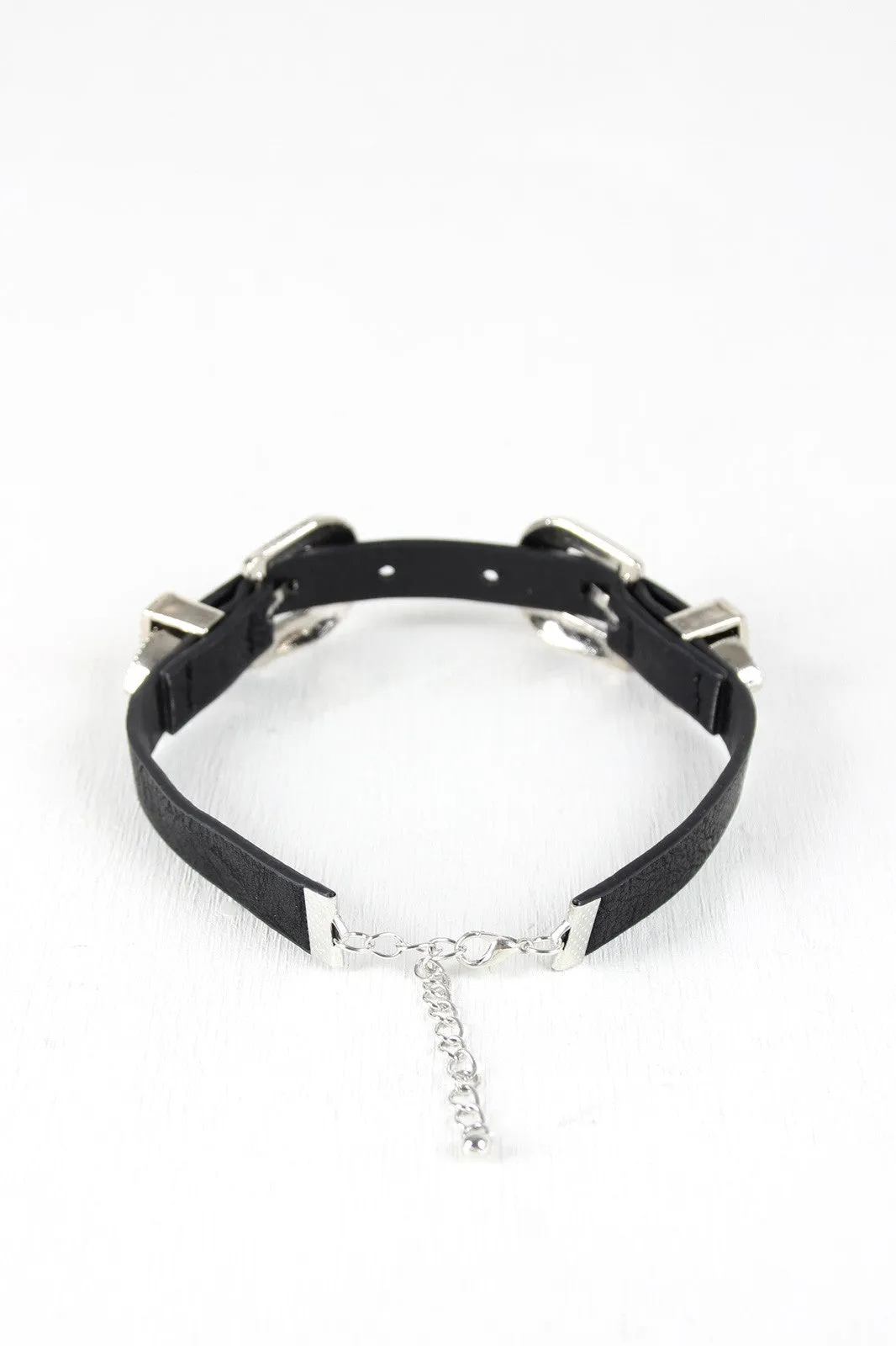 Double Buckle Vegan Leather Choker