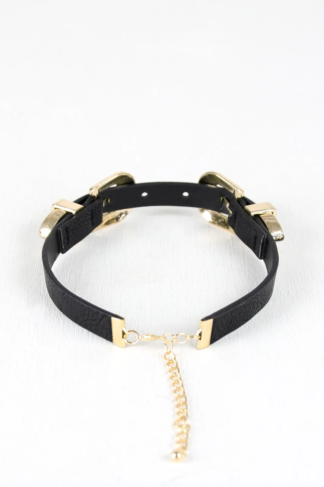 Double Buckle Vegan Leather Choker