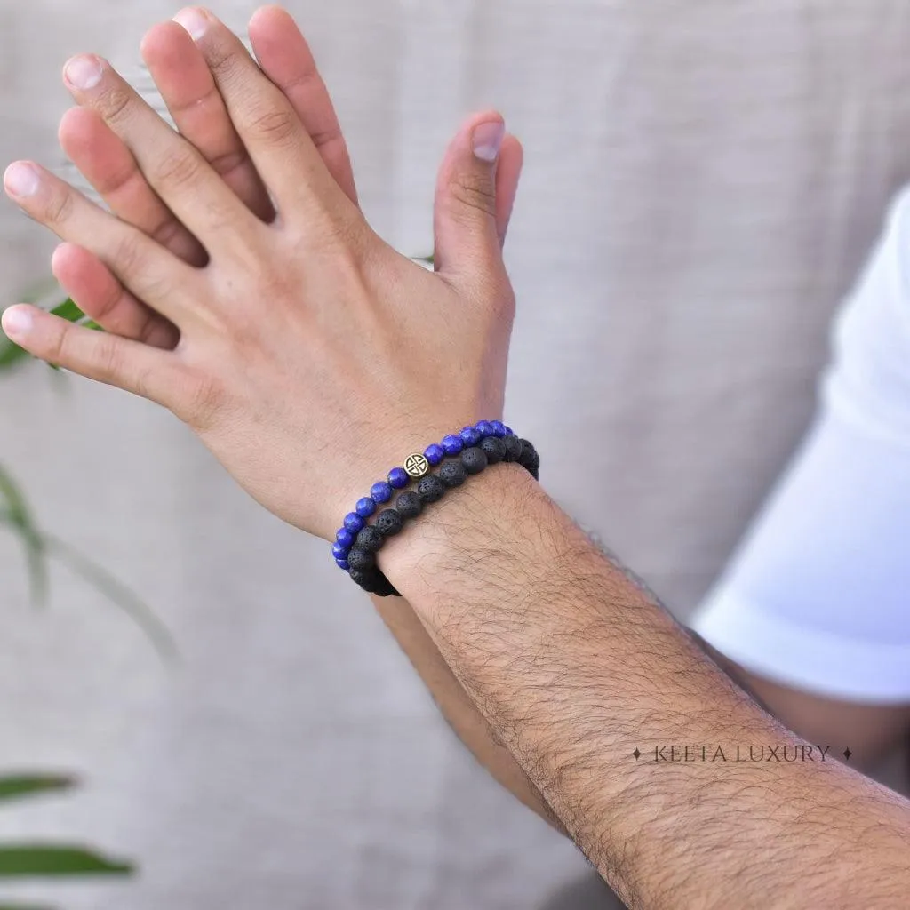 Dual Elemental - Lapis Lazuli & Lava Bead Bracelet