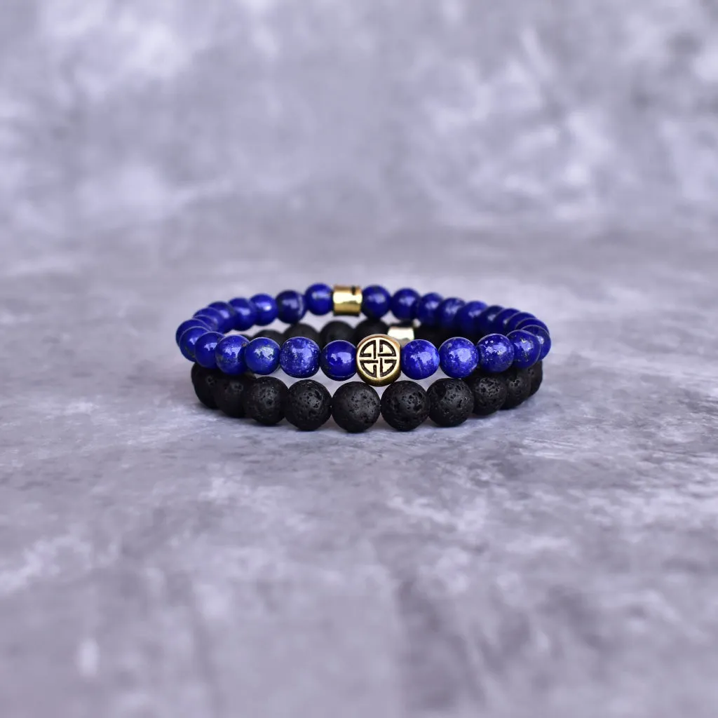 Dual Elemental - Lapis Lazuli & Lava Bead Bracelet