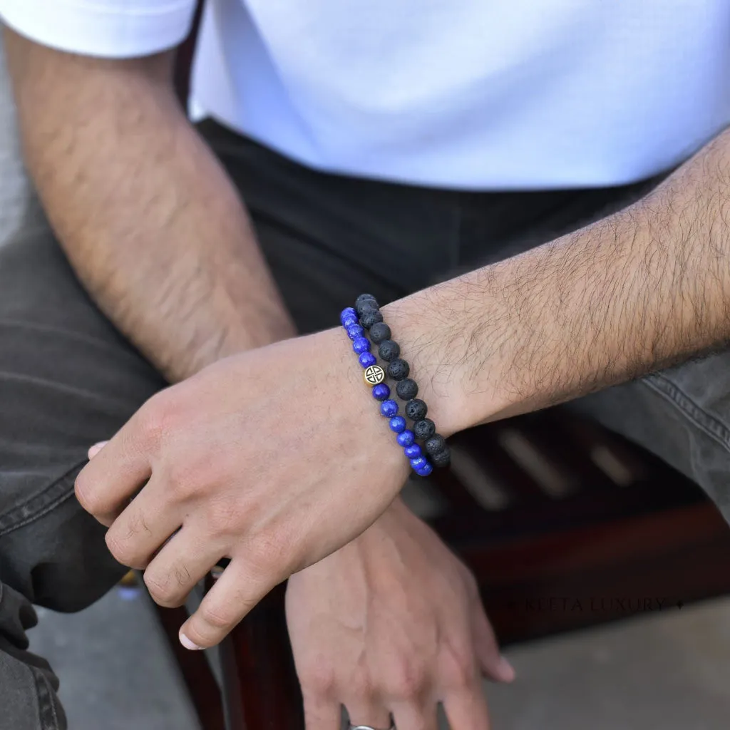 Dual Elemental - Lapis Lazuli & Lava Bead Bracelet