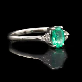 Emerald Engagement Ring With Side Stones