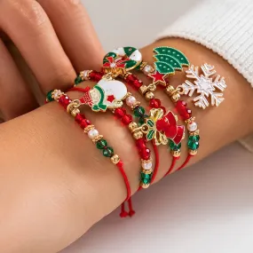 Enchanting Christmas Crystal Bracelet – Adjustable Snowflake & Tree Pendant with Sparkling CCB Beads for Festive Elegance