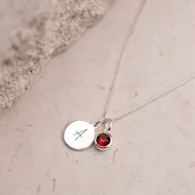 Engraved July Birthstone Necklace