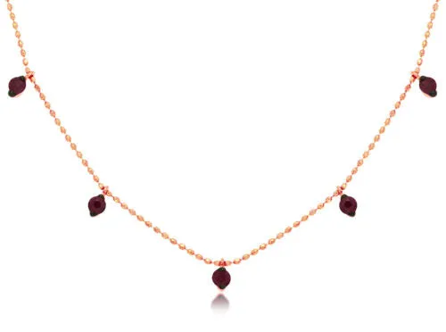 ESTATE .65CT AAA RUBY 14KT ROSE GOLD 3D CLASSIC BY THE YARD LOVE NECKLACE