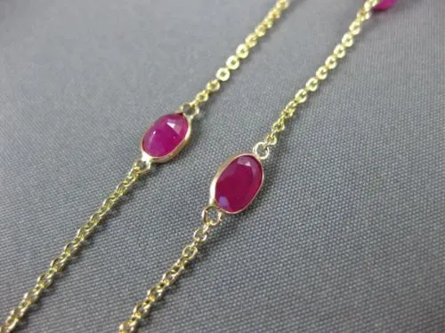 ESTATE 8.64CT AAA RUBY 14KT YELLOW GOLD 3D OVAL BY THE YARD TIN CUP FUN NECKLACE