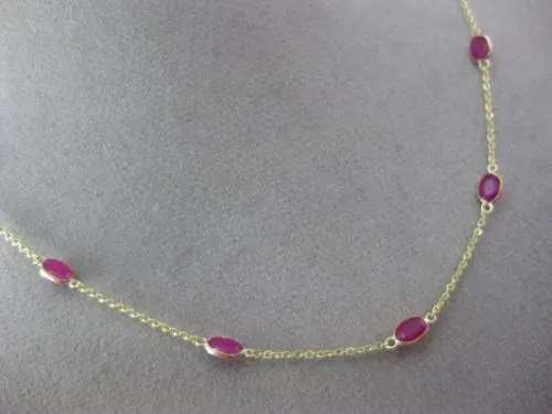 ESTATE 8.64CT AAA RUBY 14KT YELLOW GOLD 3D OVAL BY THE YARD TIN CUP FUN NECKLACE