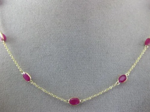 ESTATE 8.64CT AAA RUBY 14KT YELLOW GOLD 3D OVAL BY THE YARD TIN CUP FUN NECKLACE