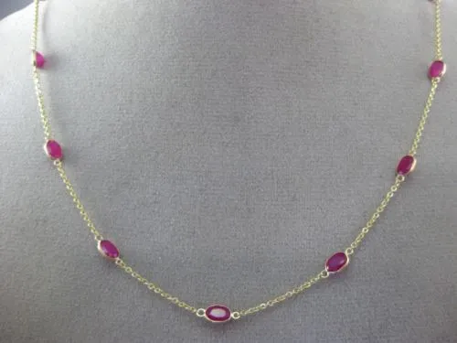 ESTATE 8.64CT AAA RUBY 14KT YELLOW GOLD 3D OVAL BY THE YARD TIN CUP FUN NECKLACE