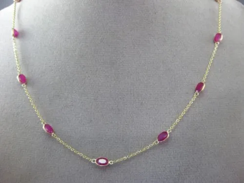 ESTATE 8.64CT AAA RUBY 14KT YELLOW GOLD 3D OVAL BY THE YARD TIN CUP FUN NECKLACE