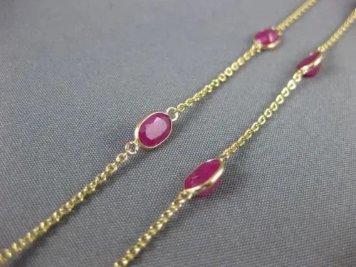 ESTATE 8.64CT AAA RUBY 14KT YELLOW GOLD 3D OVAL BY THE YARD TIN CUP FUN NECKLACE