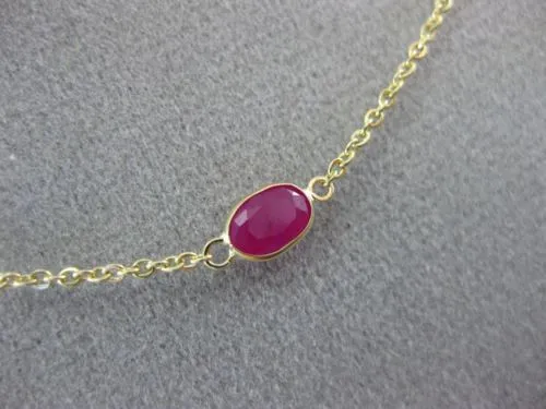 ESTATE 8.64CT AAA RUBY 14KT YELLOW GOLD 3D OVAL BY THE YARD TIN CUP FUN NECKLACE